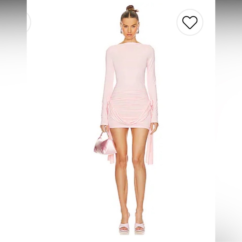 Lioness Pink Mock Neck Bell Sleeve Dress